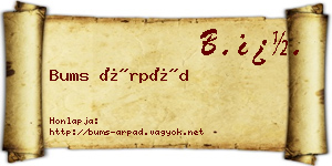Bums Árpád névjegykártya